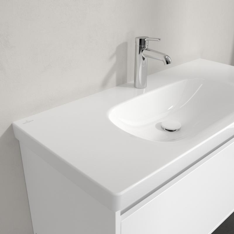 Lavoar suspendat Villeroy & Boch Skyla 100 cm, TitanCeram, CeramicPlus, alb alpin